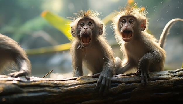 de speelse capriolen van apen in een tropische jungle