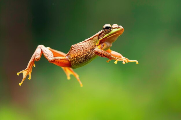 De sprong van een plannende kikker Rhacophorus reinwardtii