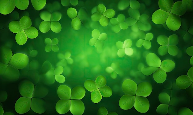 De St. Patrick's Day-achtergrond met klavertje vier was een hit op het feest. Creëren met behulp van generatieve AI-tools