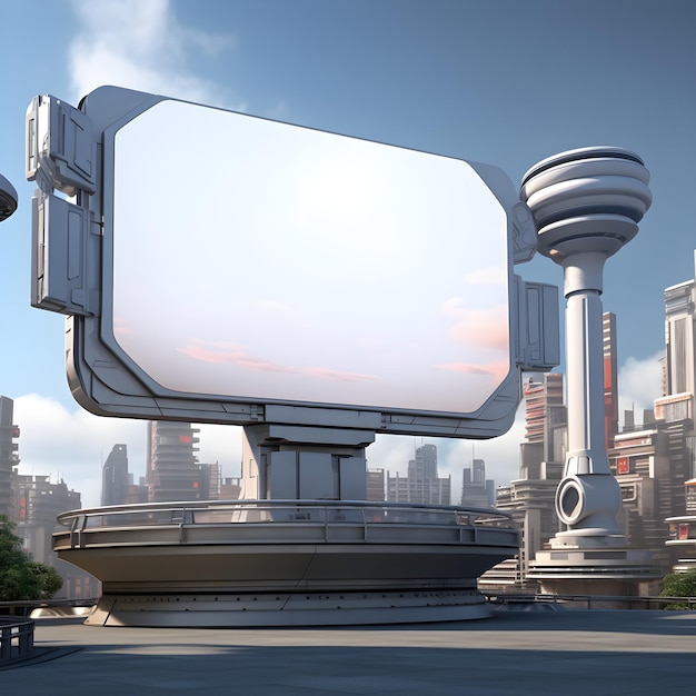 De stad van de toekomst siert een leeg billboard.