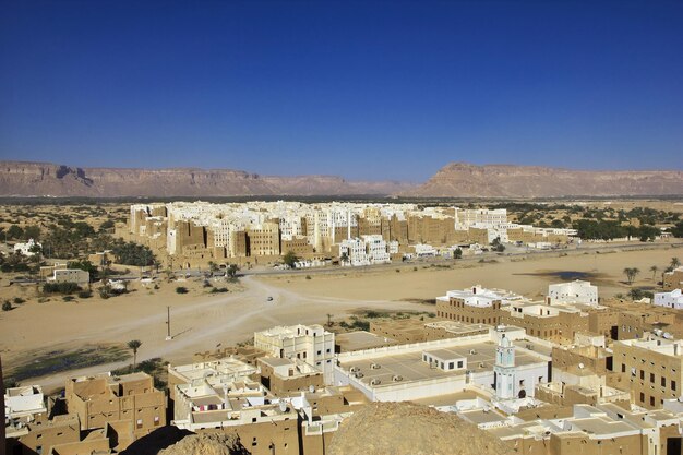 De stad van middeleeuwse wolkenkrabbers Shibam Wadi Hadramaut Yemen