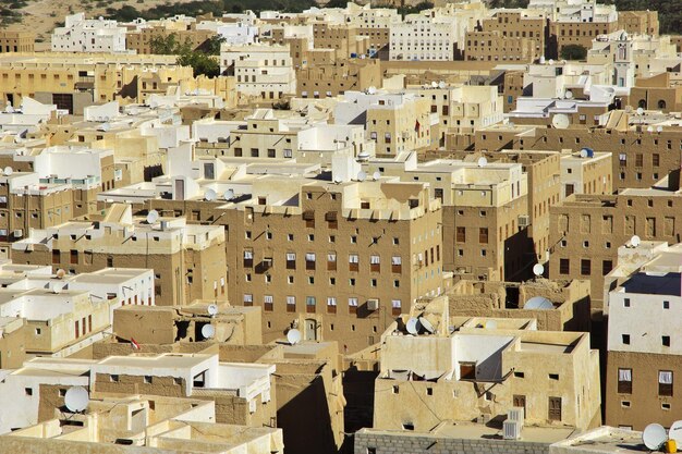 De stad van middeleeuwse wolkenkrabbers Shibam Wadi Hadramaut Yemen
