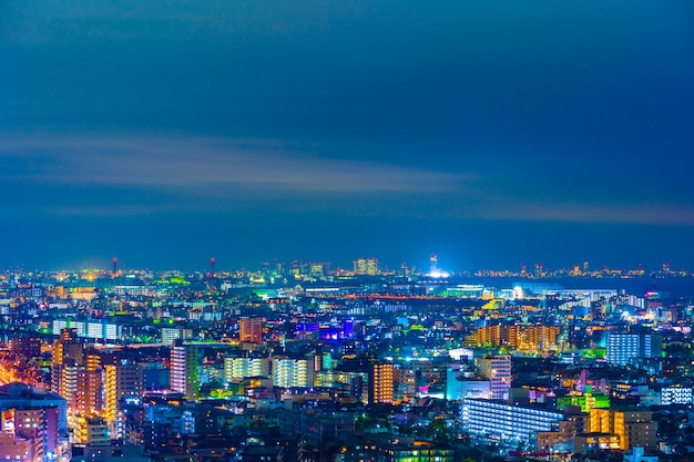 De stad van Tokyo bij nacht, mening van het observatoriumdek van Toren Hall Funabori