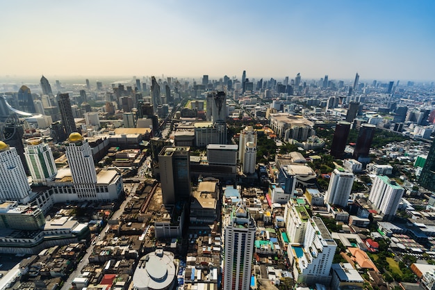 De stadshorizon van de binnenstad van Bangkok van Thailand, Cityscape