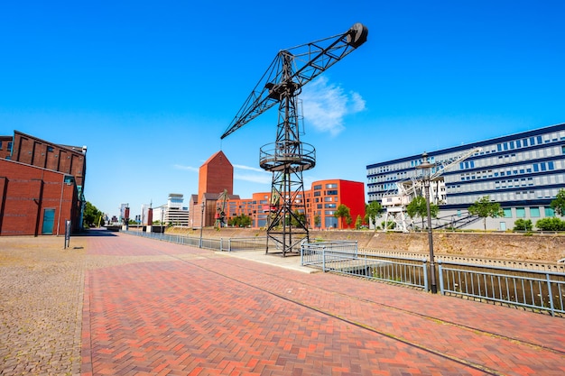 De stadshorizon van Duisburg in Duitsland