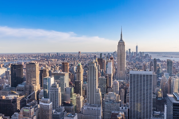 De Stadshorizon van New York met Empire State Building Manhattan de VS