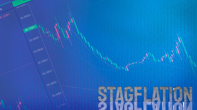 De stagflatie-tekst op de grafiek voor het 3D-rendering van het bedrijfsconcept