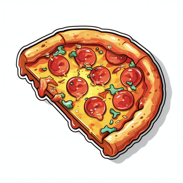 De sticker is een stuk pizza.