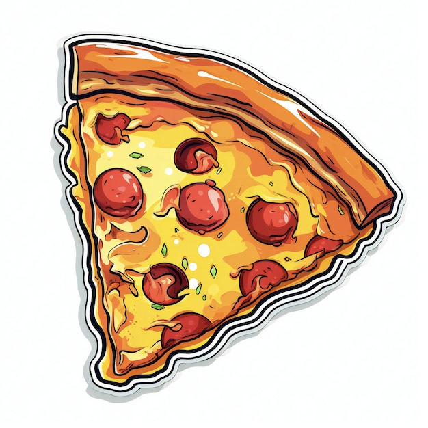 De sticker is een stuk pizza.