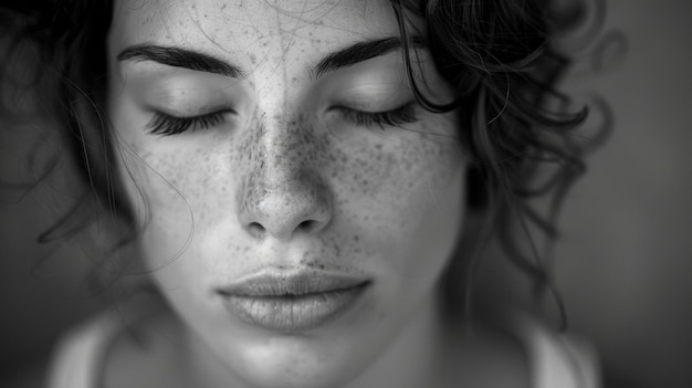 De stilte van de gesloten ogen voegt een laag sereniteit toe aan de foto en creëert een gevoel van