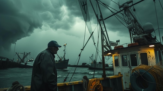 De storm doorstaan Een blik van een visser