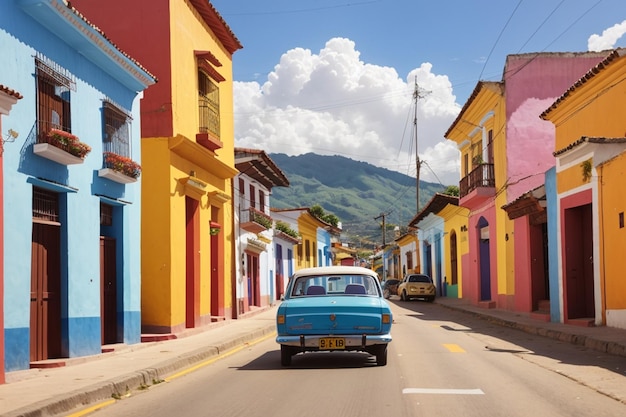 De straat van Tolima Colombia met auto