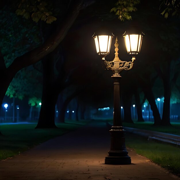 De straatlamp staat alleen.