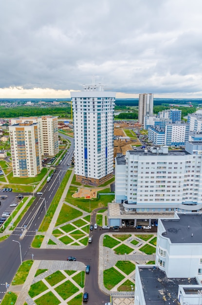 De straten van Minsk vanuit vogelperspectief