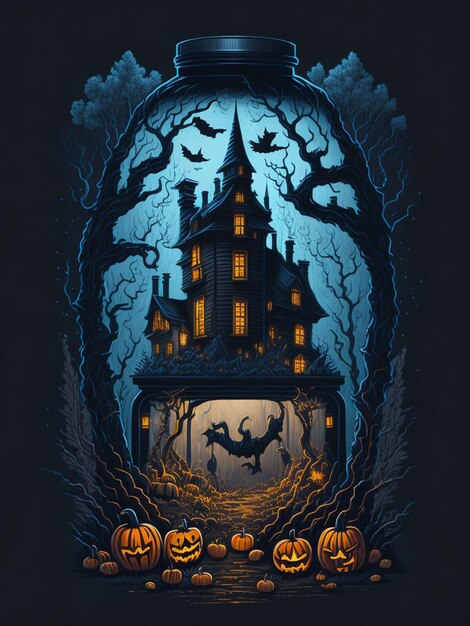 De t-shirtontwerp van het Kasteel van Halloween