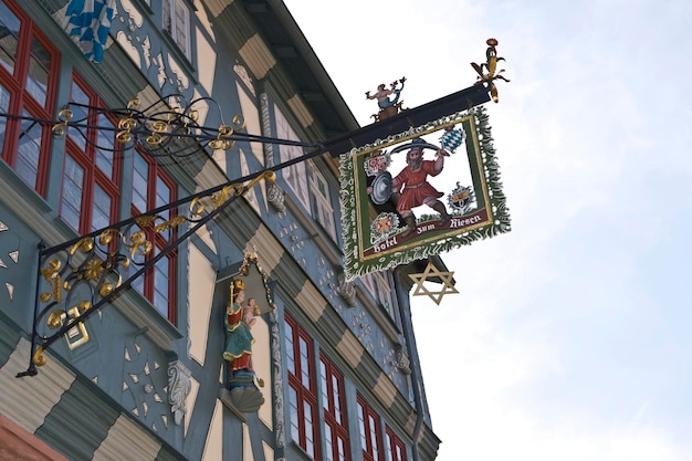 De Tavern Zum Riesen oudste taverne in Duitsland Oude deel van de stad vakwerkhuizen Miltenberg Beieren Duitsland