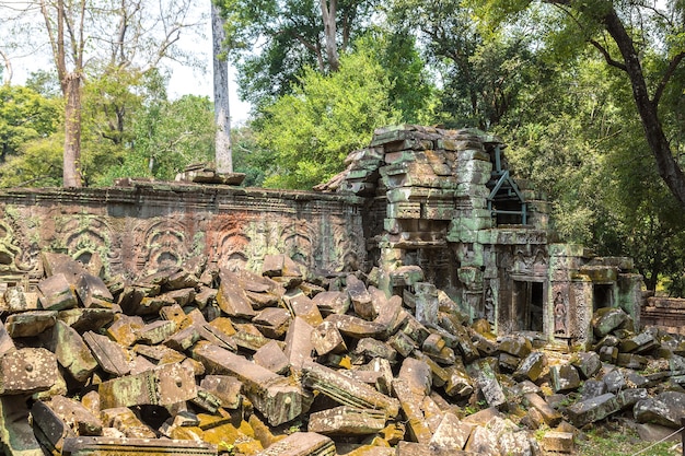 De tempelruïnes van Ta Prohm in Angkor Wat in Siem oogsten Kambodja