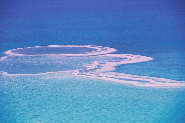 De textuur van de Dode Zee Gezouten kust