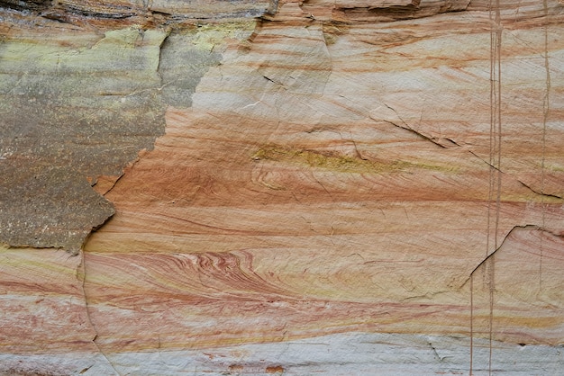 De textuur van de lagen van zandige rotsen lagen van zandafzettingen devoon horizonten bodemstructuur al...