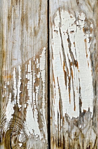 De textuur van de oude planken met afbladderende witte verf