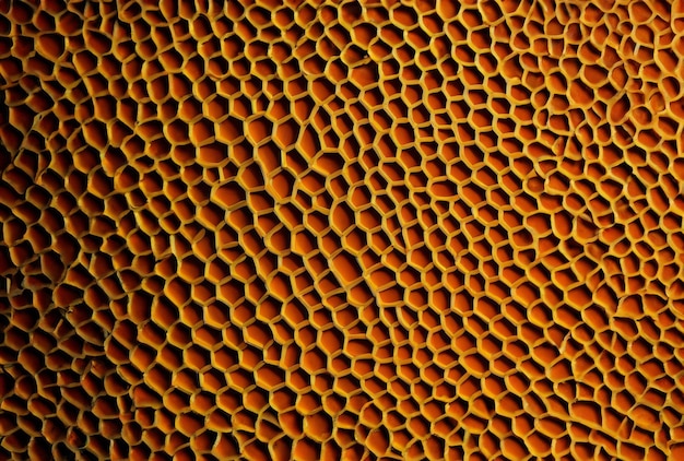 De textuur van een gele en oranje honingraat