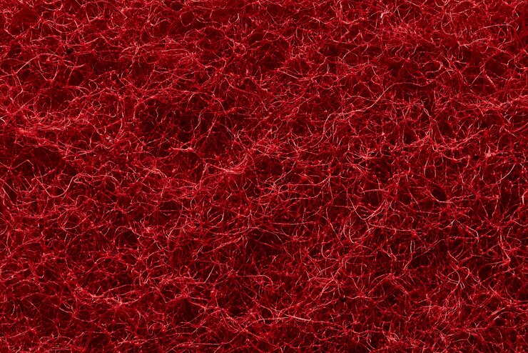 Foto de textuur van het oppervlak van verweven rode draden van abrasieve synthetische vezels.