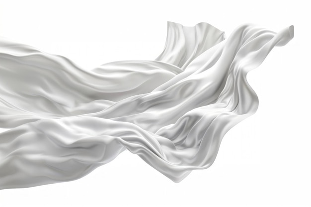 De textuur van het vloeiende witte zijden weefsel