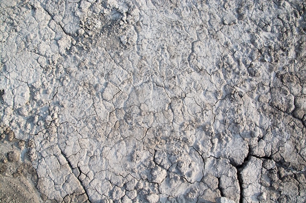 De textuur van vuurvaste klei met grote scheuren. Droogte en milieuproblemen