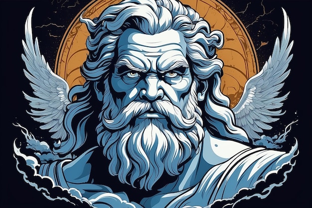 De toorn van Zeus illustratie poster bewerkbare vector voor t-shirt grafisch