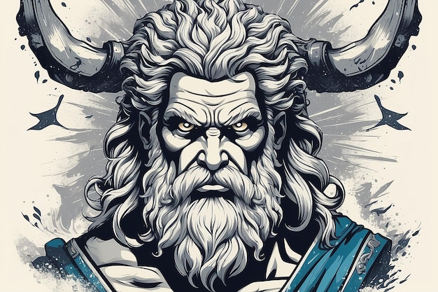 De toorn van Zeus illustratie poster bewerkbare vector voor t-shirt grafisch