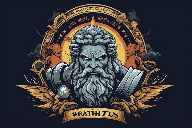 Foto de toorn van zeus illustratie poster bewerkbare vector voor t-shirt grafisch