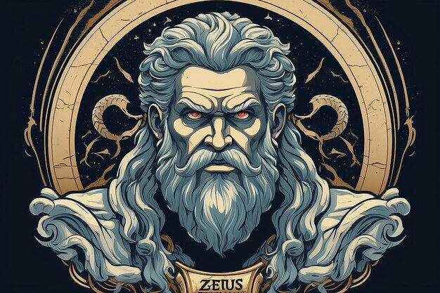 De toorn van Zeus illustratie poster bewerkbare vector voor t-shirt grafisch