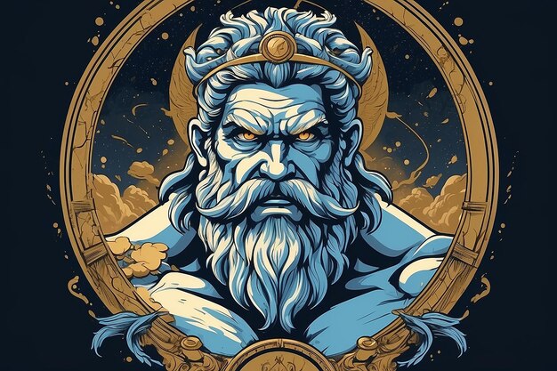 De toorn van Zeus illustratie poster bewerkbare vector voor t-shirt grafisch