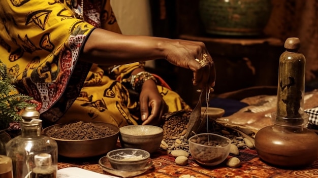 Foto de traditionele afrikaanse geneeskunde en genezingspraktijken