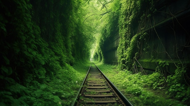 De treinsporen in het bos