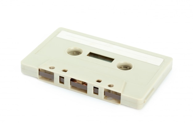 De uitstekende cassetteband isoleerde witte achtergrond