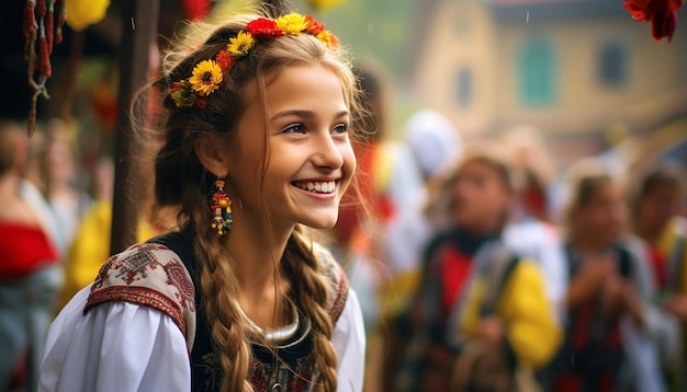 de unieke sfeer van een Martisor-viering op het plein van een Roemeens dorp