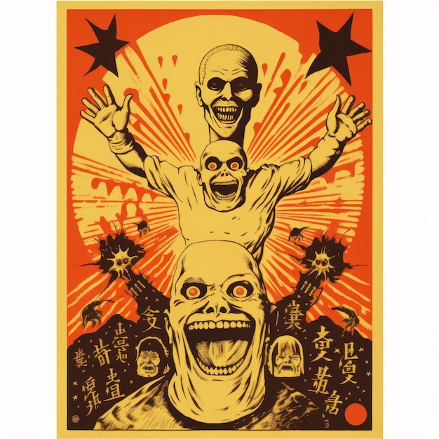 De verleidelijke artistieke fusie Een viering van Happy Halloween door middel van gouden Sovjet-propaganda 1930