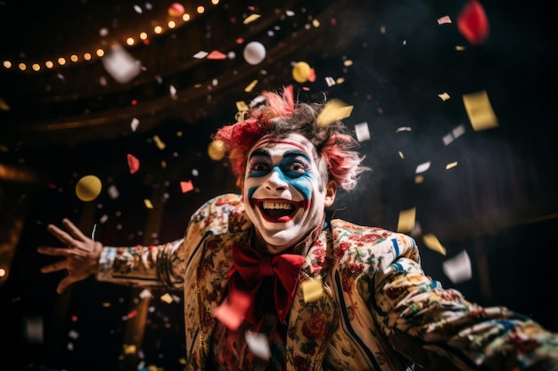 De verrassende reactie van een clown op een confetti-explosie