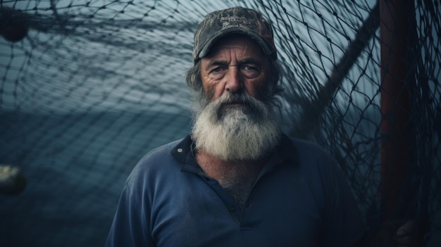 De visser vangt vis in de zee Hard werken Visnet boot zeevis