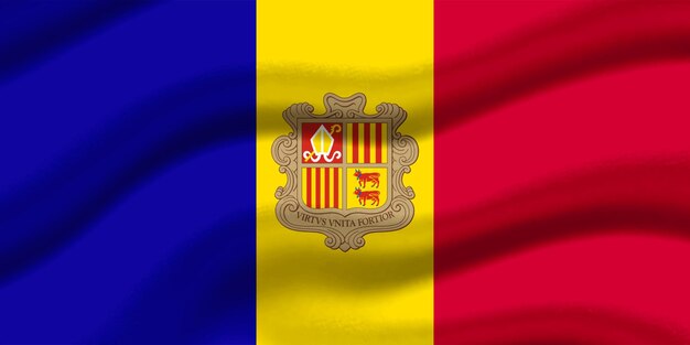 De vlag van Andorra zwaait in de wind