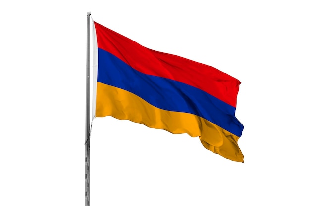 De vlag van Armenië wordt geïsoleerd gehesen.