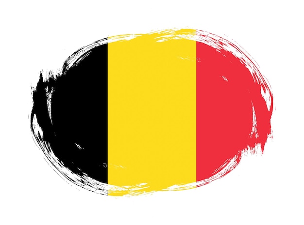 De vlag van België op de achtergrond van de borstel met een afgeronde slag