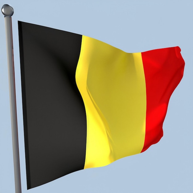 Foto de vlag van belgië zwaait in zijn kenmerkende kleuren