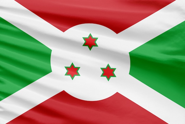De vlag van Burkina Faso is afgebeeld op een sportstitch doek met plooien
