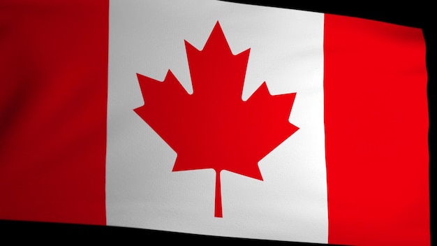 De vlag van Canada wappert in de wind Symbool van staatsmacht Patriottische feestdagen en nationaal