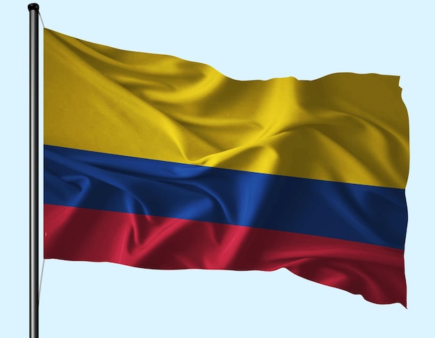 De vlag van Colombia zwaait met de paal