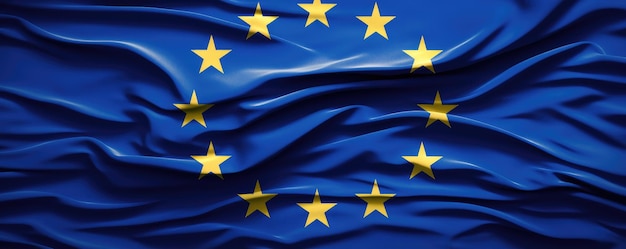 De vlag van de Europese Unie zwaait Close Up van Europa banner