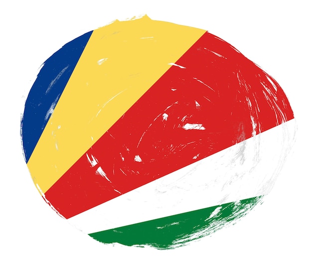 Foto de vlag van de seychellen geschilderd op een verontruste witte penseelachtergrond