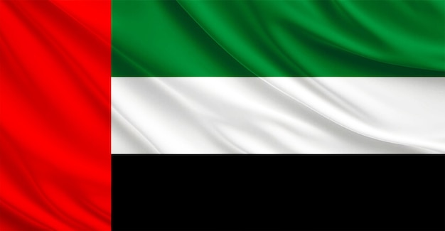 De vlag van de Verenigde Arabische Emiraten vliegt in de wind